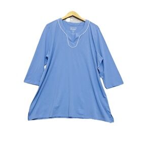 Coolibar Oceanview Tunic Top Womens XXL Blue‎ UPF 50+ 3/4 Sleeve V Neck